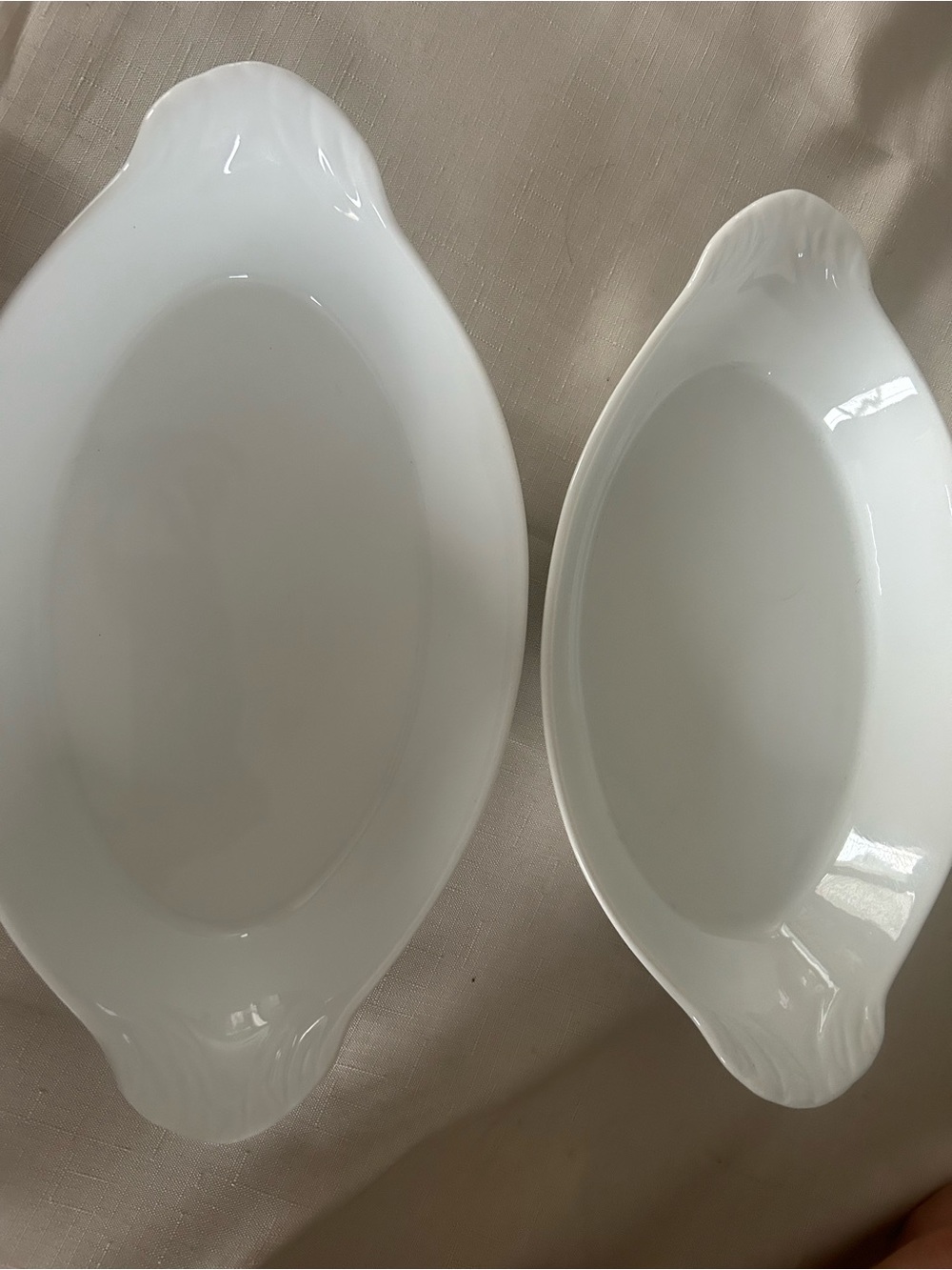 White Porcelain Oval Serving Dishes - Set of 2
